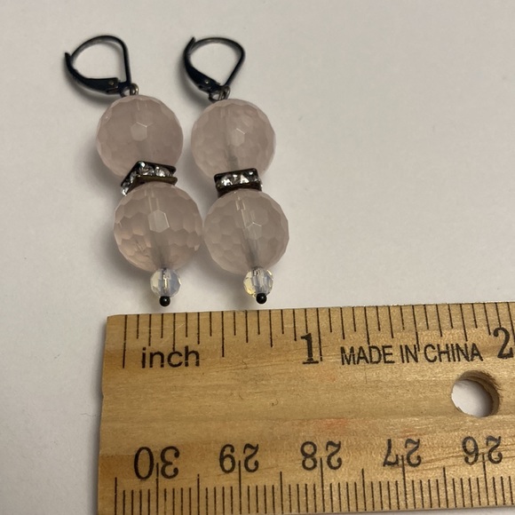 Pale Light Pink Bauble and Rhinestone Earrings - Picture 10 of 15